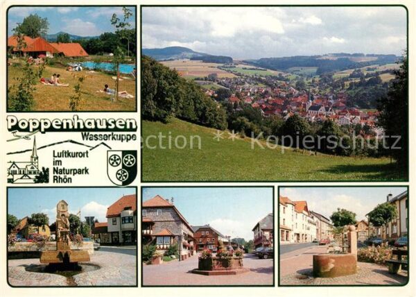 Poppenhausen Rhoen Panorama Brunnen Dorfmotive