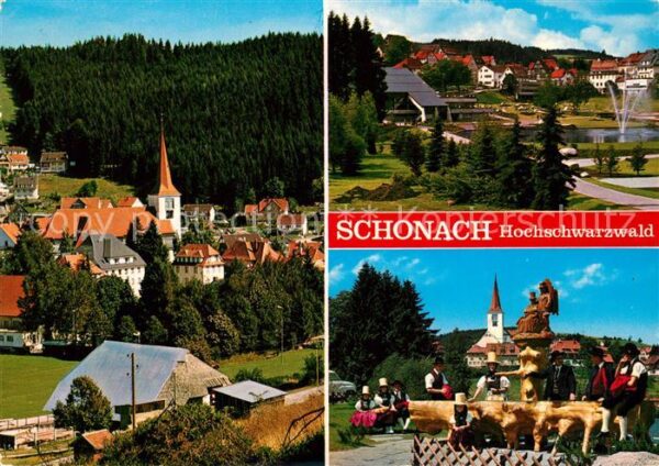 Schonach Schwarzwald Blick vom Höfleberg Kurhaus mit Kurgart