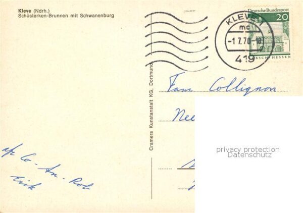 Kleve Schüsterken Brunnen mit Schwanenburg – Bild 2