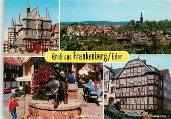 Frankenberg Eder Rathaus Panorama Histor Brunnen Steinga