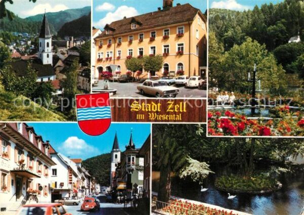 Zell Wiesental Kirche Gasthof Park Strassenpartie Schw