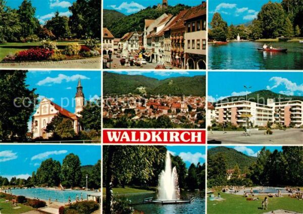 Waldkirch Breisgau Park Gondelteich Panorama Kirche Schwim