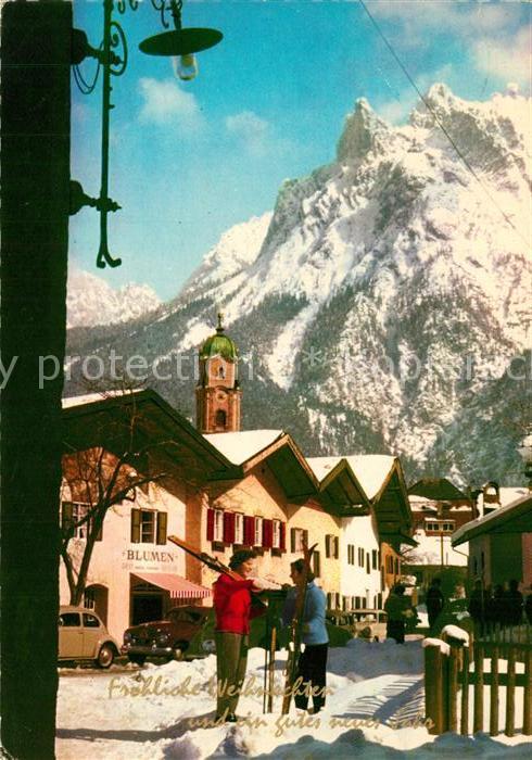 Garmisch-Partenkirchen Kirchturm Zugspitze Weihnachts und Neuj