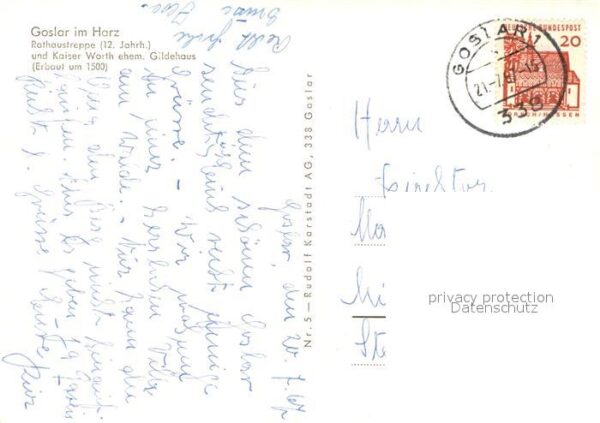 Goslar Rathaustreppe 12. Jhdt. Hotel Kaiser Wo – Bild 2