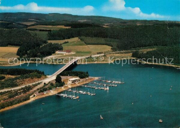 Olpe Biggesee Listertalbrücke mit Bootshafen Fliegera