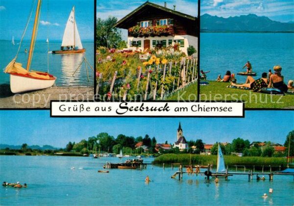 Seebruck Chiemsee Segelsport Blumenschmuck Strand Blick z