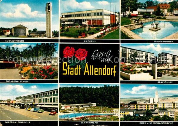 Allendorf Landsburg Kirche Rathaus Brunnen Schule Strassenp