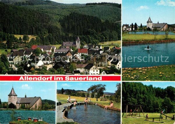 Allendorf Sauerland Gesamtansicht Kirche Schwanenteich Wass