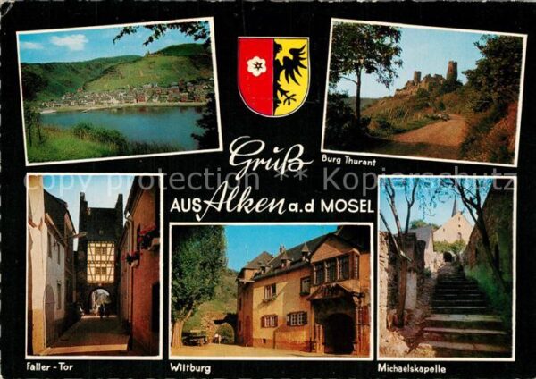 Alken Koblenz Panorama Blick über die Mosel Burg Thur