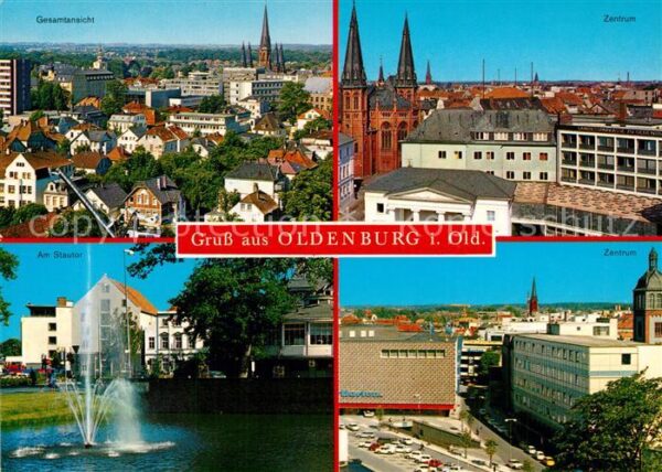 Oldenburg Niedersachsen Stadtpanorama Zentrum Kirche Partie am