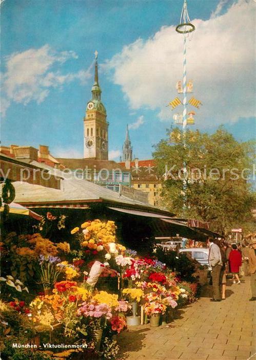 Muenchen Viktualienmarkt Marktstand Maibaum