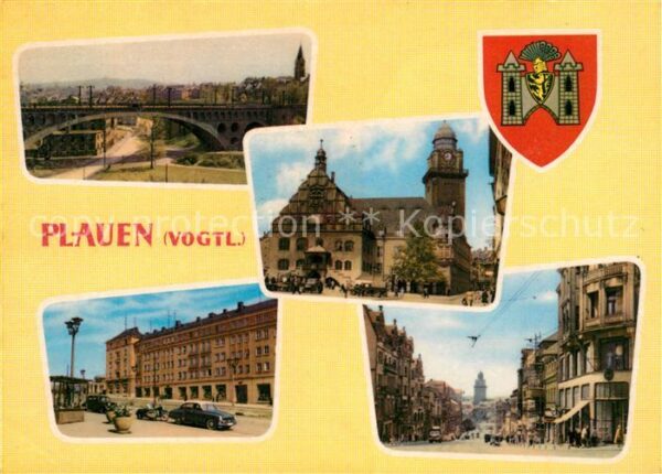 Plauen Vogtland Brücke Rathaus Kirche Innenstadt Strass
