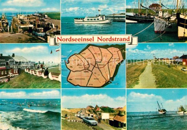Nordstrand Hafen Fischkutter Uferpromenade Brandun