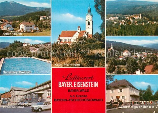 Bayerisch Eisenstein Panorama mit Arber Freibad Grenzbahnhof