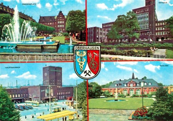 Oberhausen Friedensplatz Wasserspiele Rathaus Haup