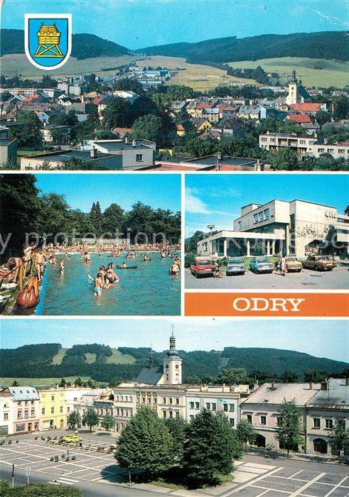 Odry Stadtpanorama Freibad Platz