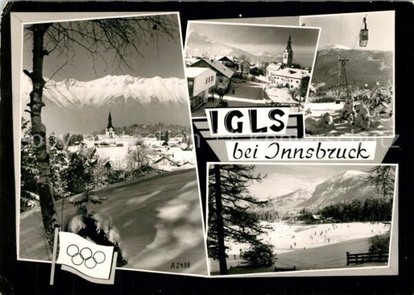 Igls Tirol Winterpanorama Alpen Olympiafahne
