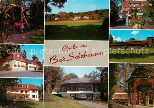 Bad Salzhausen Teilansichten Wasserrad Kurhaus Pavillo