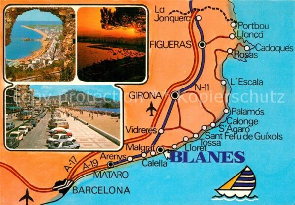 Blanes Landkarte Strand Uferstrasse Panorama S