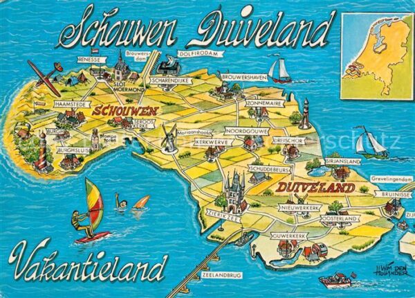 Schouwen Duiveland Landkarte Nordseeinsel