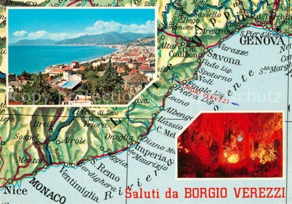 Borgio Verezzi Küstenpanorama Landkarte Küstenregion