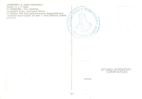 St Leonhard Passeier Gaststätte Sandwirt Andreas Hofers Gebu – Bild 2