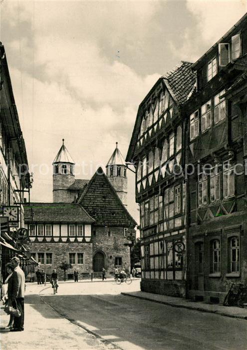 Bad Gandersheim Steinweg mit Dom Altstadt Fachwerkhäuse