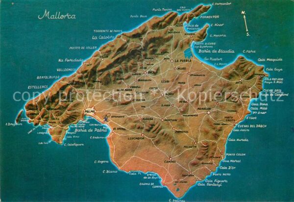 Mallorca Landkarte Palma Manacor La Puebla Inca