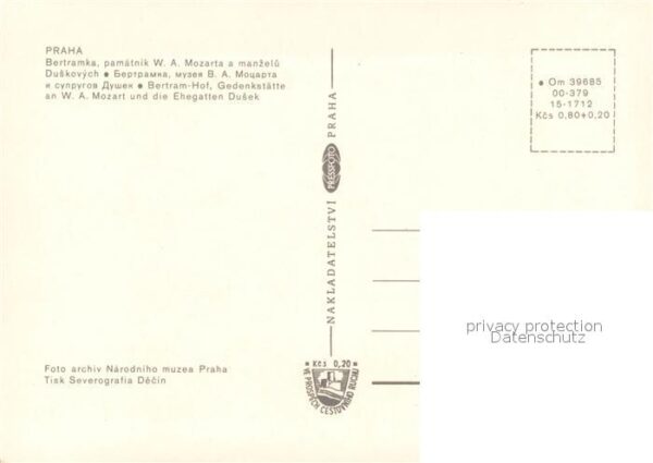 Praha Prahy Prague Bertram-Hof Gedenkstätte Mozart Ehegatt – Bild 2