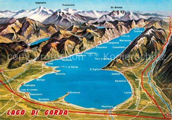 Lago di Garda Gardasee und Umgebung Alpen aus der Vog