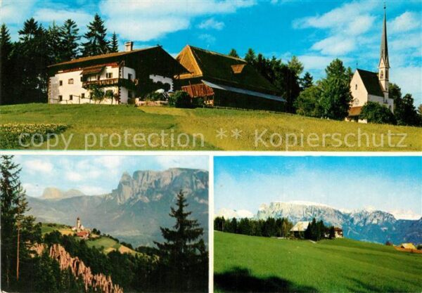 Klobenstein Ritten Ortsmotiv mit Kirche Pension Landschaft