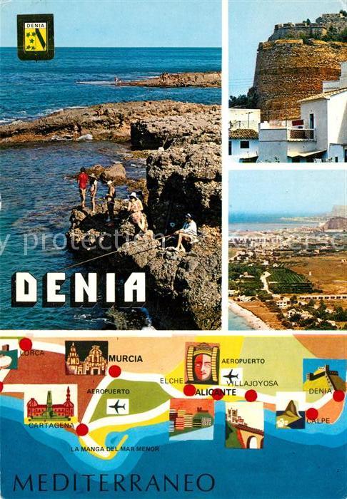 Denia Küste Festung Panorama Landkarte