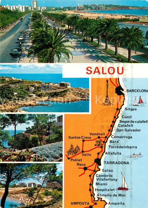 Salou Strandpromenade Palmen Küste Landkarte