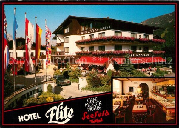 Seefeld Tirol Hotel Elite Cafe Mocca Mühle Fahnen