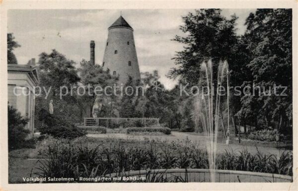 Bad Salzelmen Rosengarten mit Bohrturm
