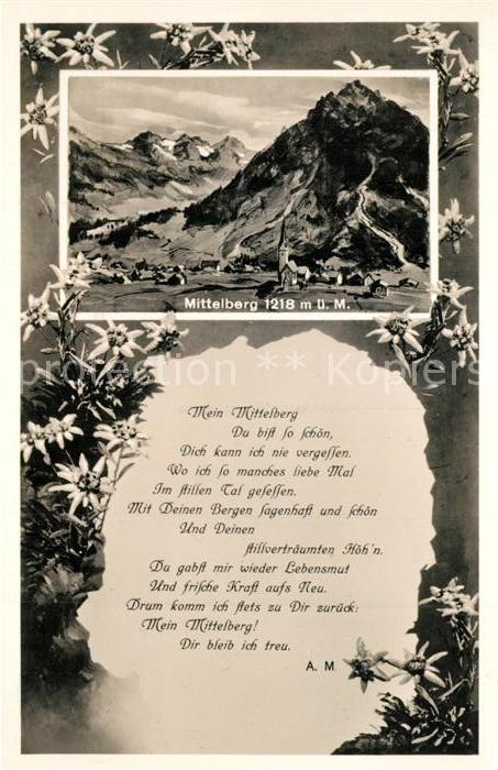 Mittelberg Kleinwalsertal Gesamtansicht mit Alpenpanorama Gedicht
