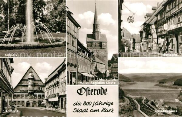 Osterode Harz Kurpark Fontäne Rathaus Marktplatz St A
