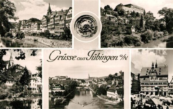 Tuebingen Häuserpartie am Neckar Schloss Marktpla