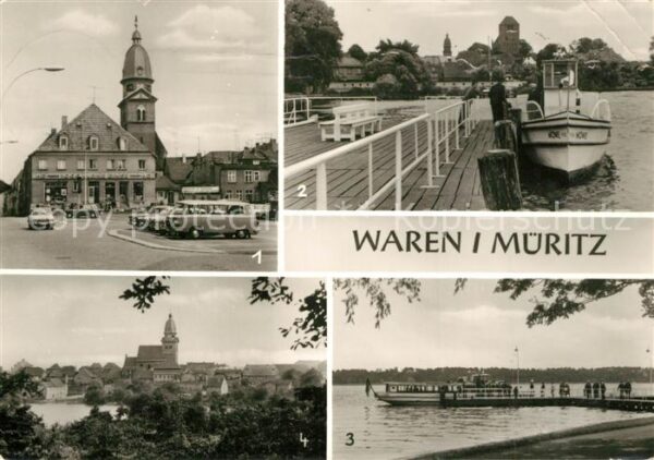 Waren Mueritz Markt Kietzbrücke Bootsanleger Blick vo