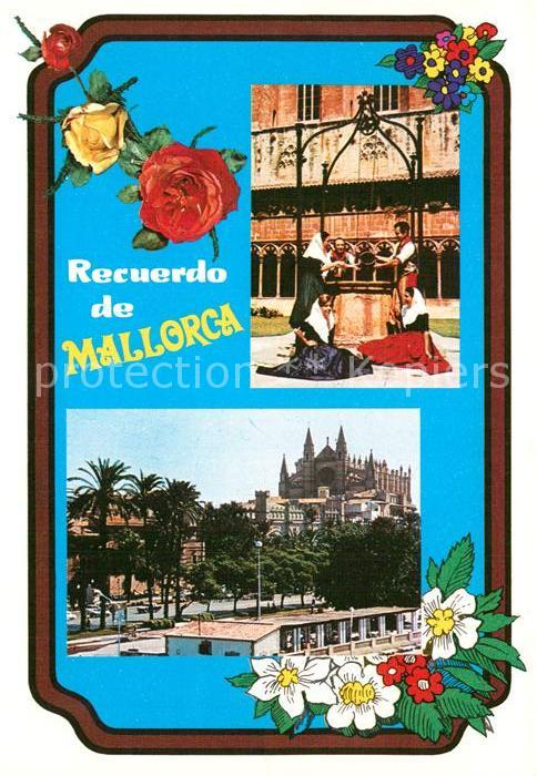Palma de Mallorca Brunnen Trachten Kathedrale Blumen