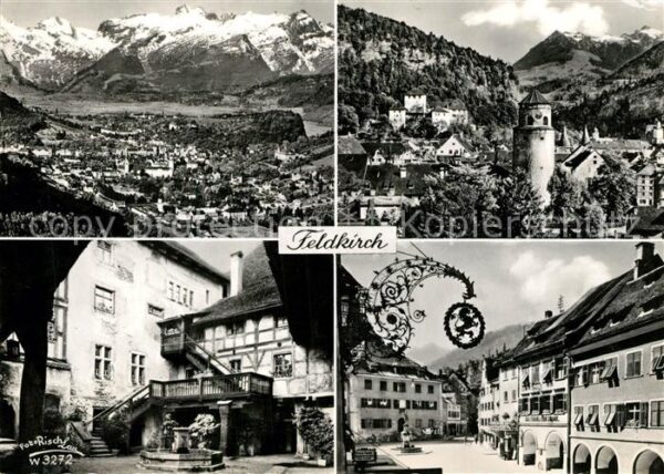 Feldkirch Vorarlberg Gesamtansicht mit Alpenpanorama Turm Sc