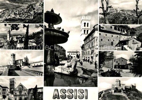 Assisi Umbria Teilansichten Brunnen Kirche Schloss