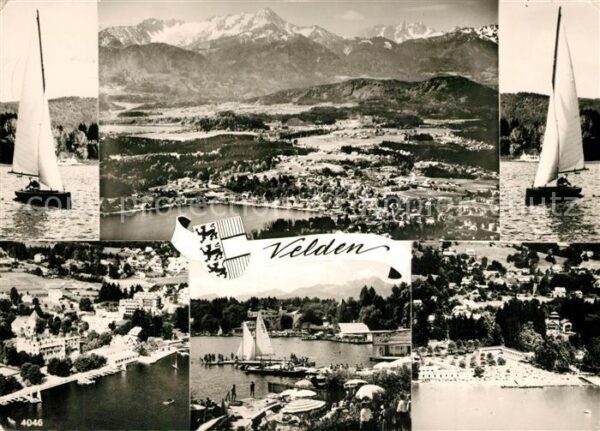 Velden Woerthersee Gesamtansicht mit Alpenpanorama Segeln