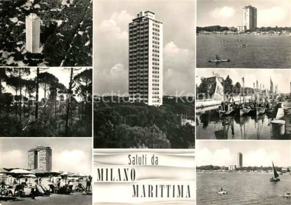 Milano Marittima Hotel Hochhaus Strand Hafen Fischkutter