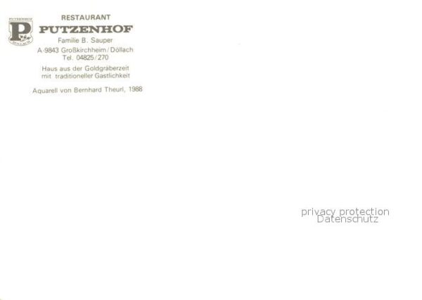 Grosskirchheim Restaurant Putzenhof Künstlerkarte – Bild 2