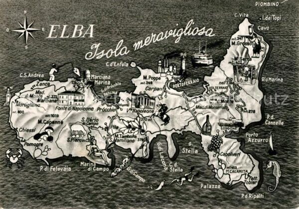 Insel Elba Isola meravigliosa Landkarte mit Sehens