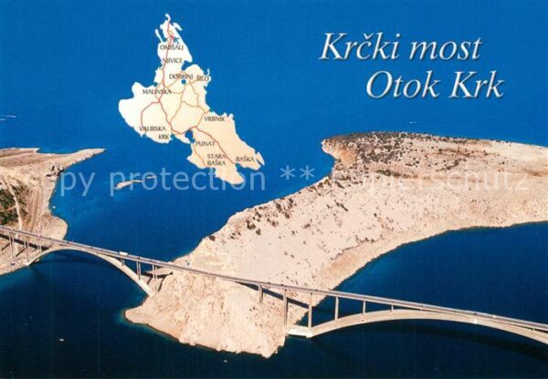 Krk Insel Fliegeraufnahme Landkarte