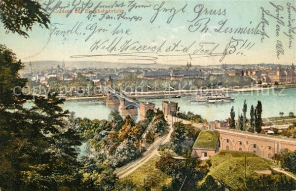 Koblenz Rhein Panorama Eisenbahnbrücke