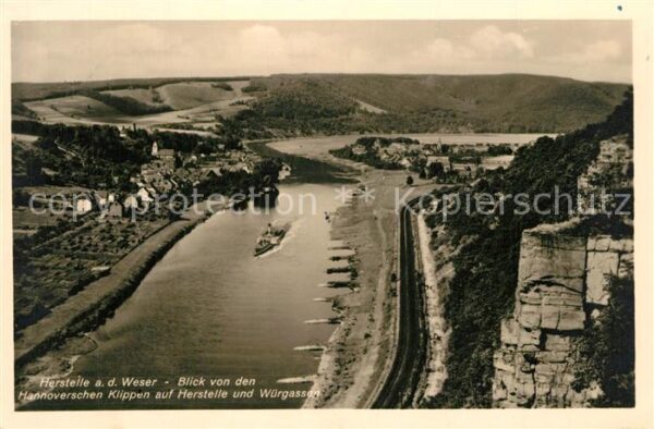 Herstelle Weser Blick von Hannoverschen Klippen Würgass