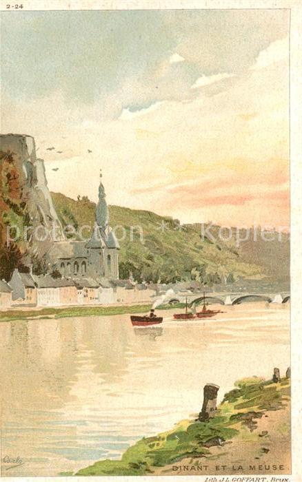 Dinant Wallonie Künstlerkarte Kirche Brücke